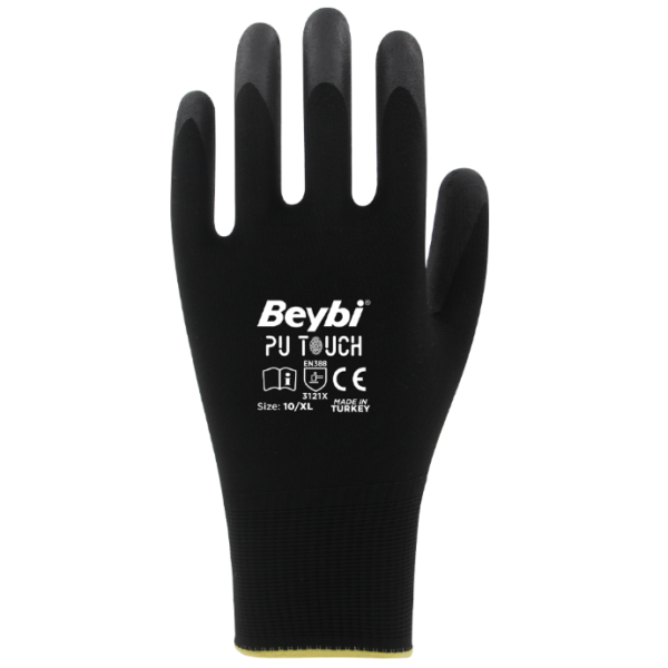 Beybi PU TOUCH Poliüretan Kaplı Polyester Örme Eldivenler | Hassas İş Eldiveni