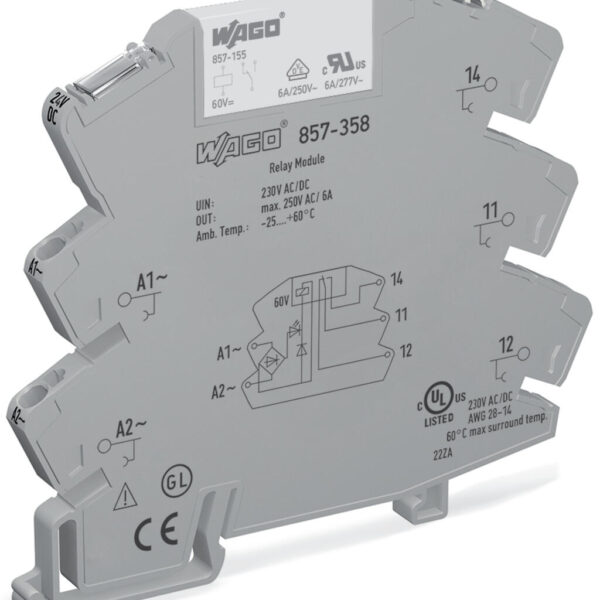 WAGO 857-358 230V AC/DC Jumplex Slim Röle 6A 6 mm